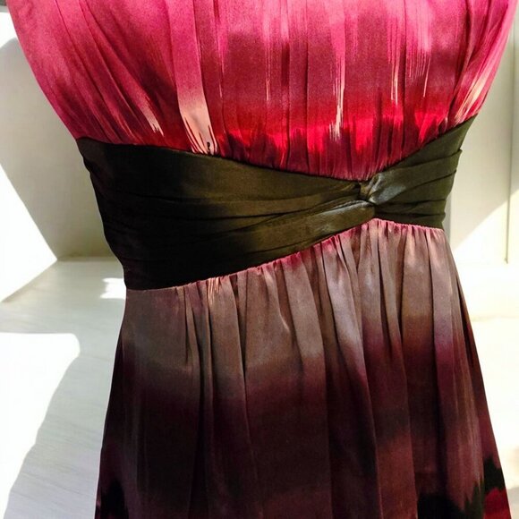 Bebe Silk Strapless Ombre Dress ✦ Pink Black Gradient Bubble Hem ✦ Sweetheart S - Picture 11 of 16
